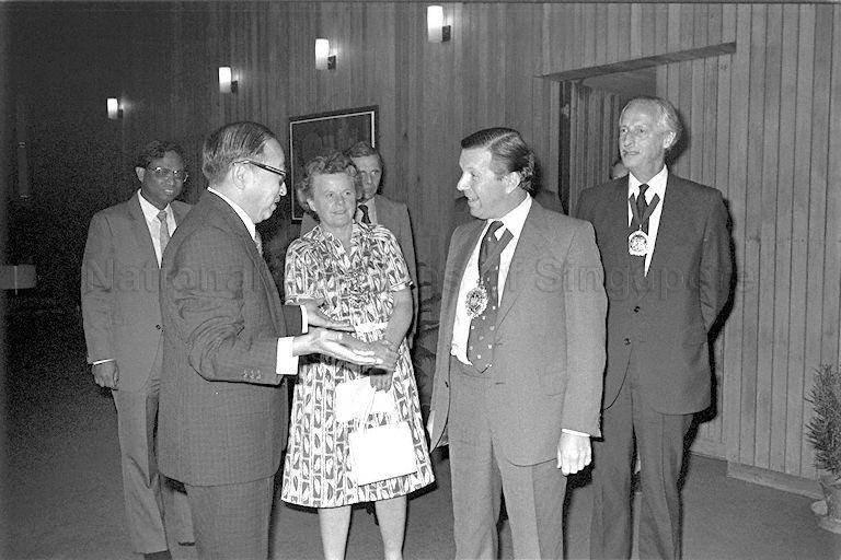 Lord Mayor of London Sir Christopher Leaver (second from right) meets Minister for National Development Teh Cheang Wan (front, left) at Ministry of National Development Building