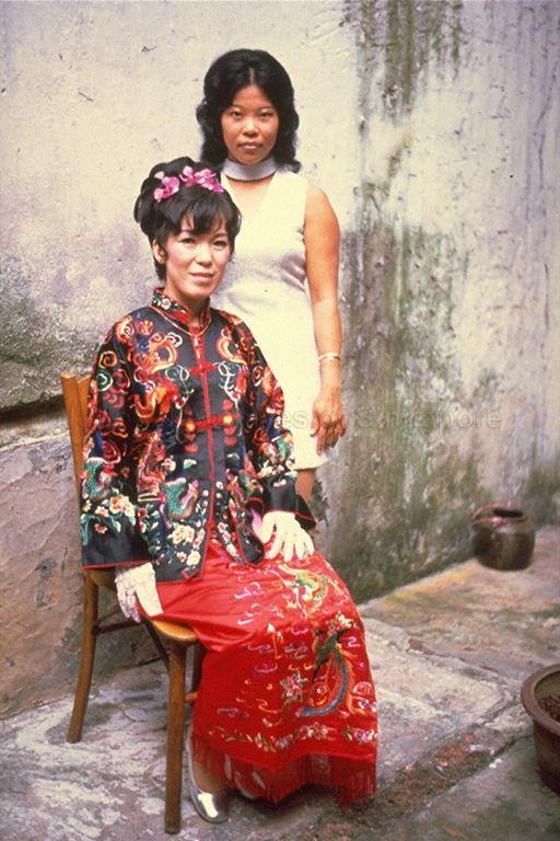 Chinese bride in traditional wedding costume, Chinatown