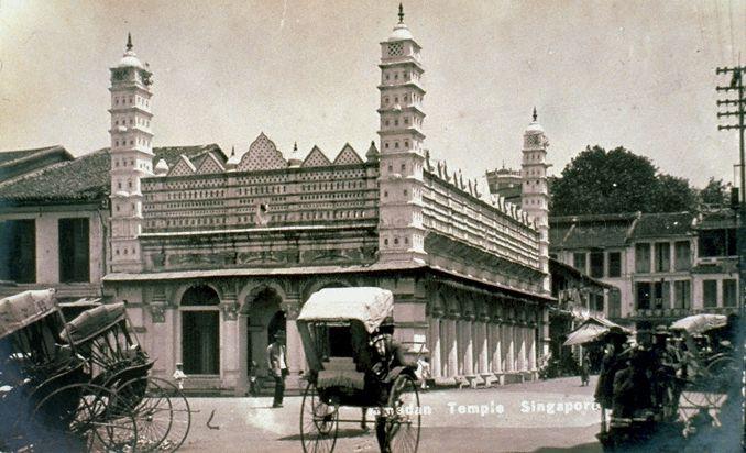 Nagore Durgha Shrine at 140 Telok Ayer Street, Singapore. The South Indian mosque was built between 1828 -1830 and was originally known as the Shahul Hamid Durgha.