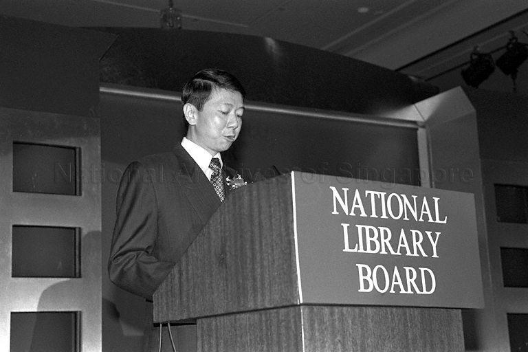 Chairman of National Library Board (NLB) Dr Tan Chin Nam speaking at launch of NLB's logo, eight-year plan and strategic initiatives held at Ballroom 1 & 2, InterContinental Hotel in Bugis Junction