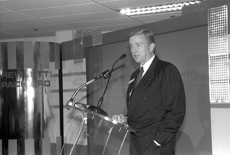 Hewlett Packard (HP) Senior Vice-President Alan Bickell speaking during opening of HP's new Alexandra Building at 450, Alexandra Road