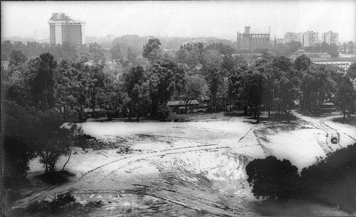 Raffles Institution - Construction site of new Raffles Institution at Grange Road; the school moved here from Bras Basah in March 1972