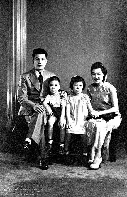 Studio family portrait of Dr Benjamin Henry Sheares with his wife, Yeo Seh Geok, and children, Constance Alice and Joseph Henry. Dr Sheares was Singapore's second President from 1971 to 1981.