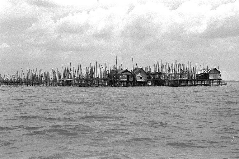 Pulau Tekong -- View of kelong or floating fish farm off Changi Point, from the island (pulau)