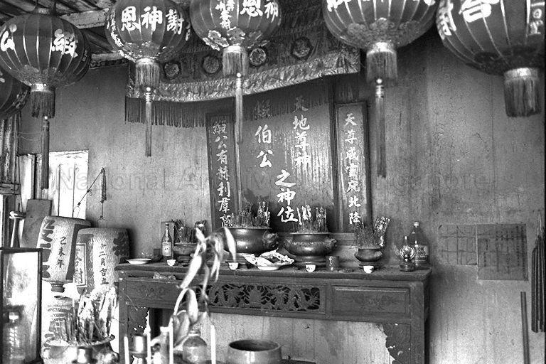 Pulau Tekong -- Interior view of Chinese temple at Seminei