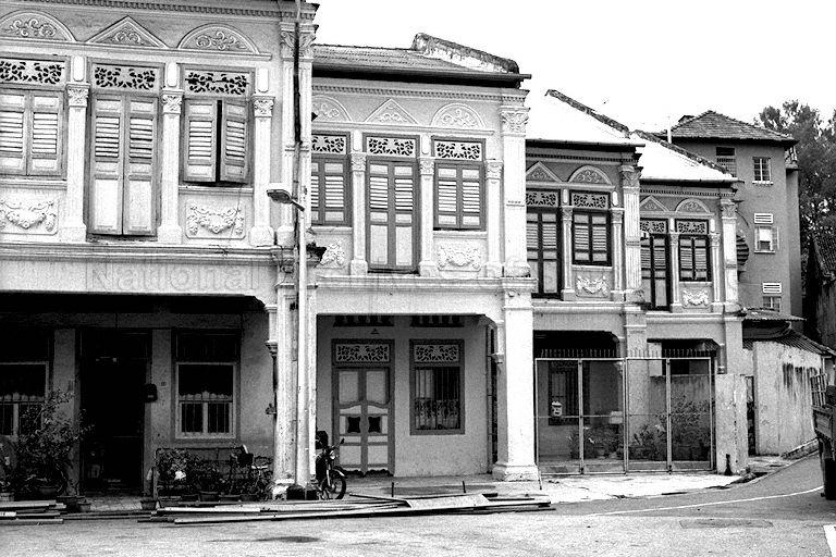 Houses with Peranakan architecture at Blair Road Number 8, 6, 4 & 2 (from left to right).