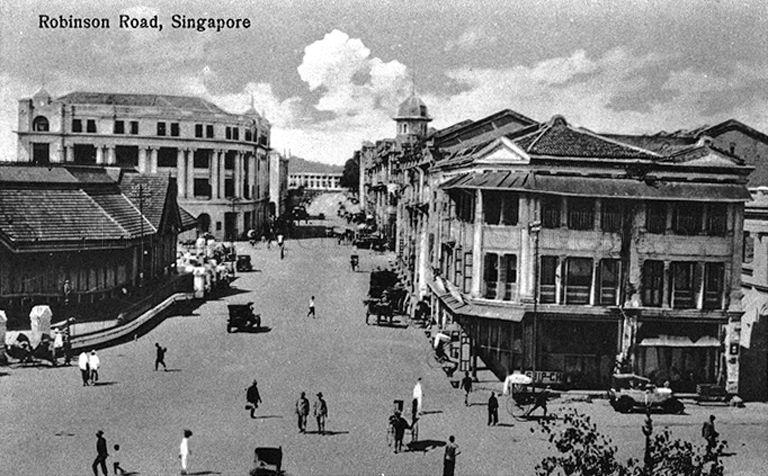 Robinson Road, Singapore, with the Telok Ayer Market (Lau Pa Sat) on the left. Behind the market is the Eastern Extension Telegraph Company building which was later known as Cable and Wireless Building. In 1995, the building became the Telecommunications Authority of Singapore building, given conservation status in 2000 and became Ogilvy Centre in 2001. The building is restored and refurbished into a hotel (Sofitel So Singapore), opening in May 2014.