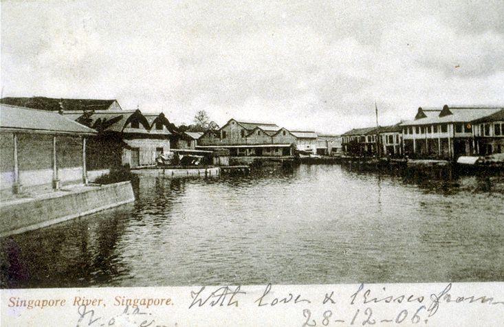 Godowns or warehouses on upper reaches of Singapore River near Pulau Saigon