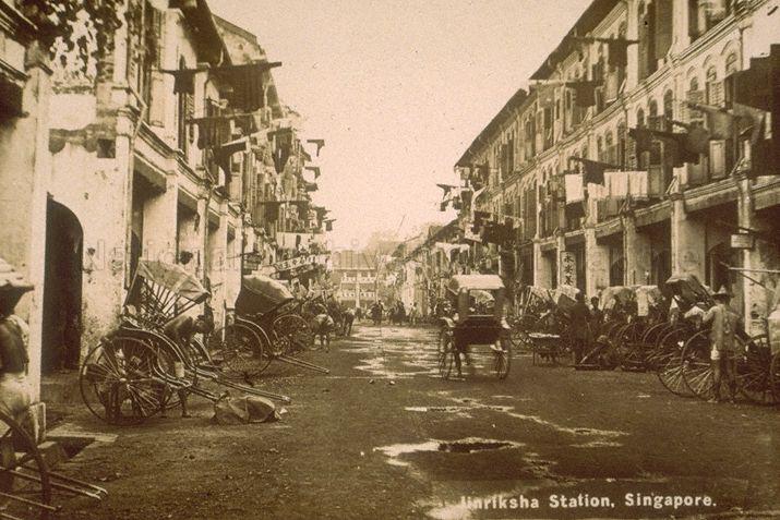 Streets in Chinatown, off South Bridge Road, where most of the jinrickshaw pullers lived in tiny cubicles