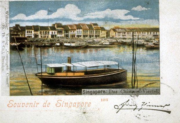 Greeting card from Singapore showing Clarke Quay