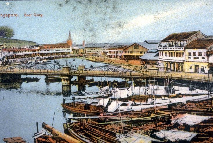 View of Boat Quay with Read Bridge across the Singapore River