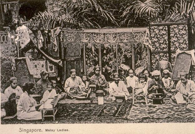 Malay ladies making traditional arts and crafts, Singapore