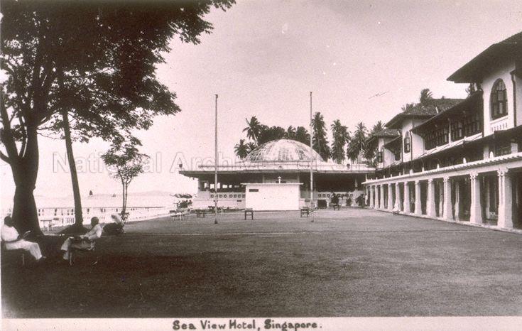 Sea View Hotel, Singapore. Established in 1906, the hotel was situated in a grove of coconut trees near the sea at Tanjong Katong.
