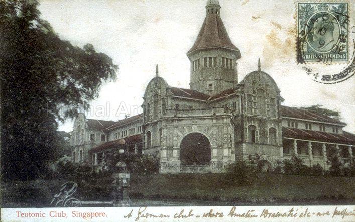 Teutonia Club, Singapore. Established in 1856, the club was an elite enclave for the German community in Singapore until it was bought over by three Jewish brothers from the Manasseh family in 1918, who turned it into Goodwood Park Hotel in 1929.