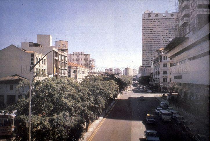 View of Eu Tong Sen Street with People's Park Centre (right) under construction and part of People's Park Complex visible in the background