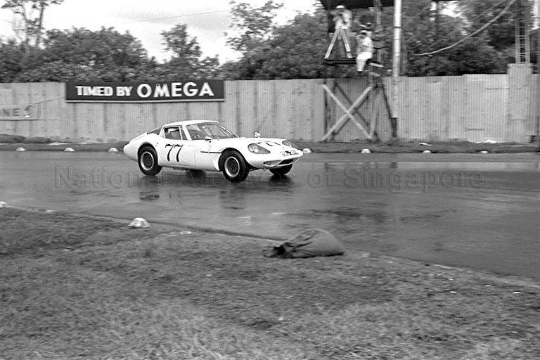 Driver in a Marcos 1600 GT during Singapore Grand Prix 1966 held at Thomson Road circuit