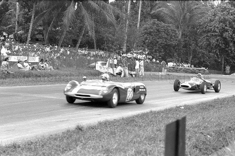 Singapore Grand Prix 1966 held at Upper Thomson Road. This year saw a fatal accident which killed F A Johns from Johore when his Jaguar hit a chicane near the Sembawang hairpin.