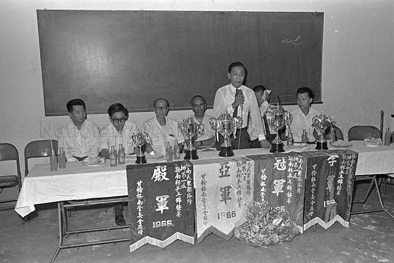 OFFICIAL DELIVERS SPEECH DURING TABLETENNIS TOURNAMENT AT