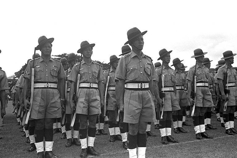 National Day Parade 1966 Rehearsal - Gurkha Contingent assembled on the field