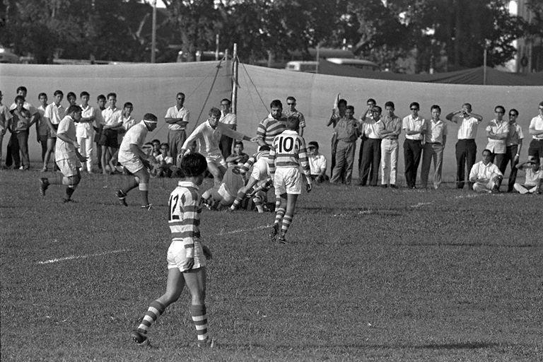 Singapore Rugby Union match between combined services and the civilians at the Padang