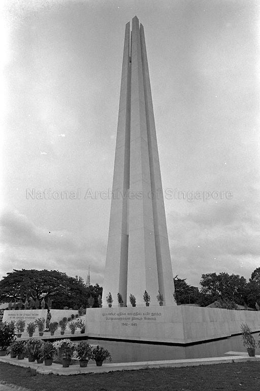 The Civilian War Memorial also referred to as "The Chopsticks" at Beach Road is a 61-metre tall memorial comprising four columns which represents the four races. The $500,000 memorial to Singapore civilian victims of the Japanese occupation will be unveiled by Prime Minister Lee Kuan Yew.