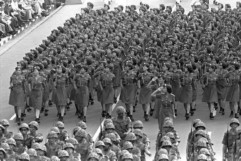 National Day Parade 1967 at the Padang - March-past by women of People's Defence Force