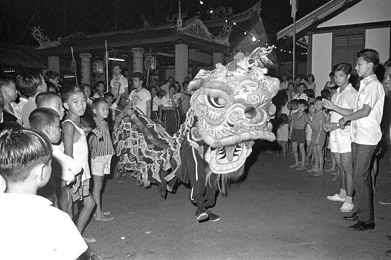 Picture of a lion dance performance taken before the start of the Swearing-In Ceremony of 4 Community Centre Management Committee members at the Thomson Village Community Centre at 6 1/2 Milestone.