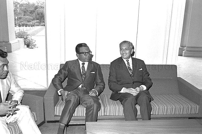 House Speaker Punch Coomaraswamy (second from right) and President Yusof Ishak at the Istana.