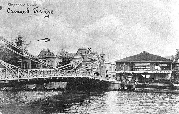 Cavenagh Bridge was erected by Indian convict labour to link Empress Place with Commercial Square (now Raffles Place), Singapore
