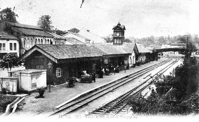 Tank Road railway station, Singapore. This station opened on 1 May 1906, just south of Penang Lane. It replaced the first, 1903, station, which occupied the former Police Parade Ground on the corner of Tank Road and River Valley Road. The relocation was required to permit an embankment leading to the railway bridge being constructed over River Valley Road. This carried the extension to Pasir Panjang that opened on 21 Jan 1907. Tanjong Pagar station took over as the terminus for passenger trains in 1932.