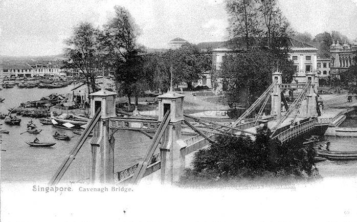 View of Cavenagh Bridge looking towards Empress Place, Singapore