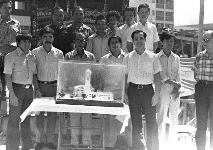 Member of Parliament for Serangoon Gardens Dr Lau Teik Soon (front row, third from right) and other guests at ground-breaking ceremony for the $2 million Al-Muttaqin Mosque in Ang Mo Kio