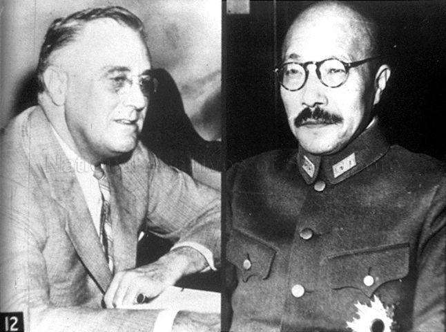 The Pacific War leaders (1941-45): President of the United States of America Franklin D Roosevelt and Prime Minister of Japan Hideki Tojo