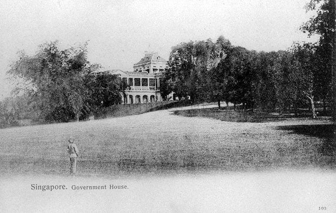Government House (now the Istana), built by Indian convict labourers on land forming part of former Mount Sophia nutmeg estate. The foundation stone was laid in July 1867 by Lady Ord, wife of Colonel Sir Harry St George Ord, first Governor of the Straits Settlements.
