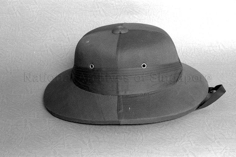 Display of a pith helmet (also known as topi) at a costume exhibition