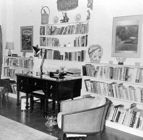 Study desk and book shelves in a private apartment