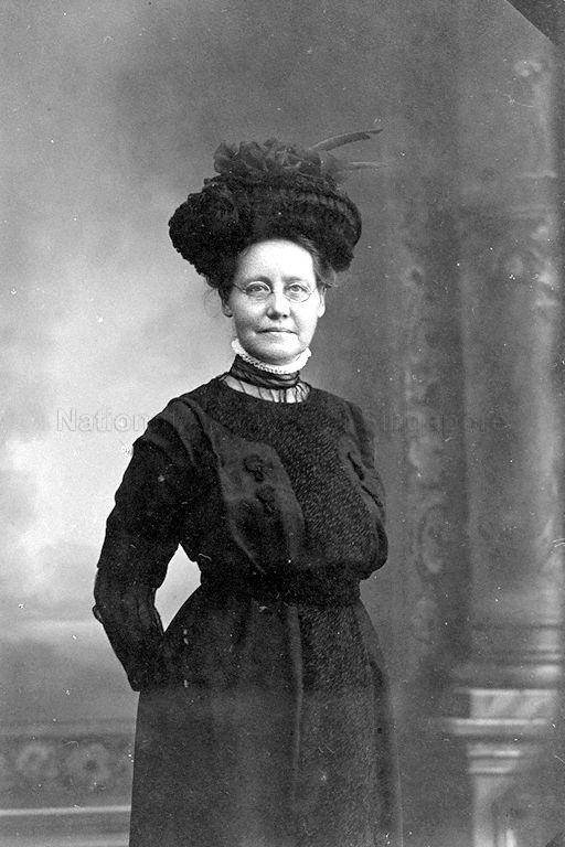 Portrait of Sophia Blackmore. She was an Australian missionary and educator who arrived in Singapore in 1887.