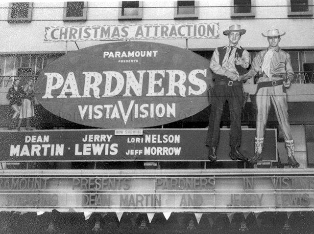 Billboard of movie "Pardners" starring Dean Martin and Jerry Lewis at Odeon Theatre in North Bridge Road