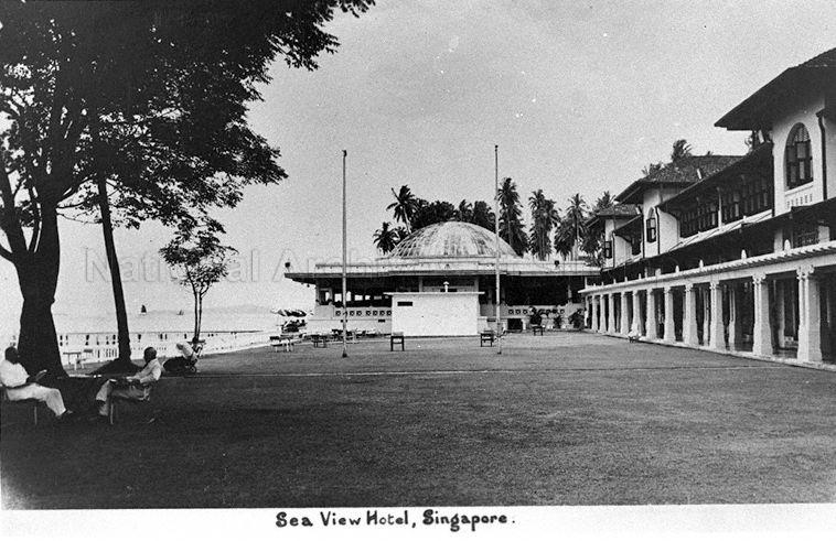 Sea View Hotel, Singapore. Established in 1906, the hotel was situated in a grove of coconut trees near the sea at Tanjong Katong.