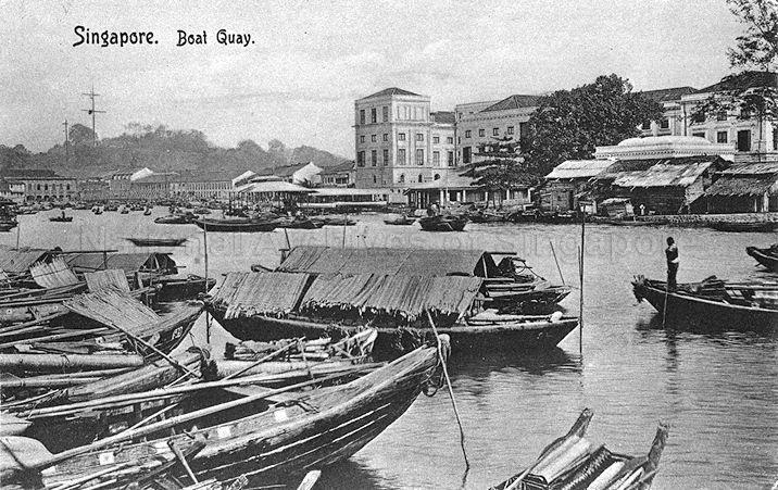 View of Boat Quay looking towards Fort Canning Hill, Singapore