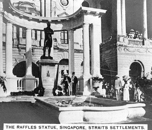 Statue of Sir Stamford Raffles in front of the Victoria Memorial Hall. The statue was moved from its original site at Padang to here for the centennial celebrations in 1919.