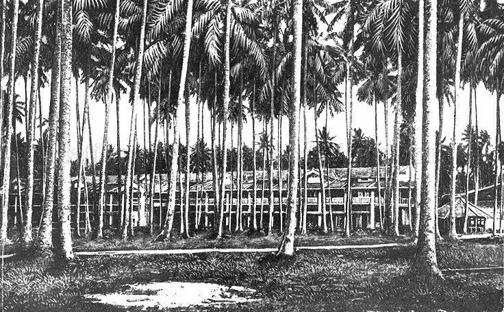 Entrance to Sea View Hotel from Meyer Road. Established in 1906, the hotel was situated in a grove of coconut trees near the sea at Tanjong Katong.