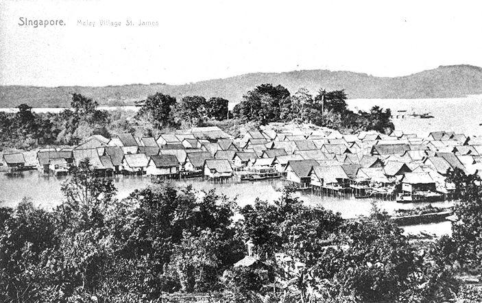 Stilt houses of the Orang Laut (sea people or sea gypsies) at Kampong Telok Saga on the north side of Pulau Brani