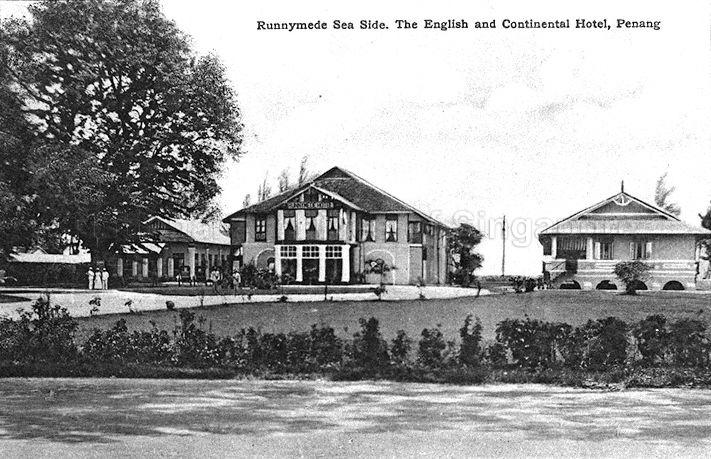 Runnymede House, Penang. The bungalow pictured is most likely the original house that Sir Stamford Raffles lived in when he came to Penang in 1805 as Deputy Secretary to the then new government. It was subsequently converted into a hotel and further extensive expansion took place over the years.