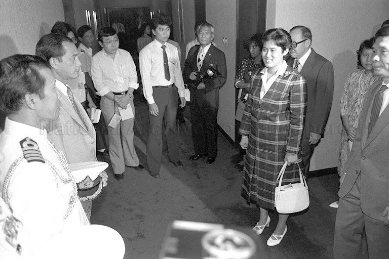 Thai Princess Maha Chakri Sirindhorn (carrying a handbag) in Singapore.