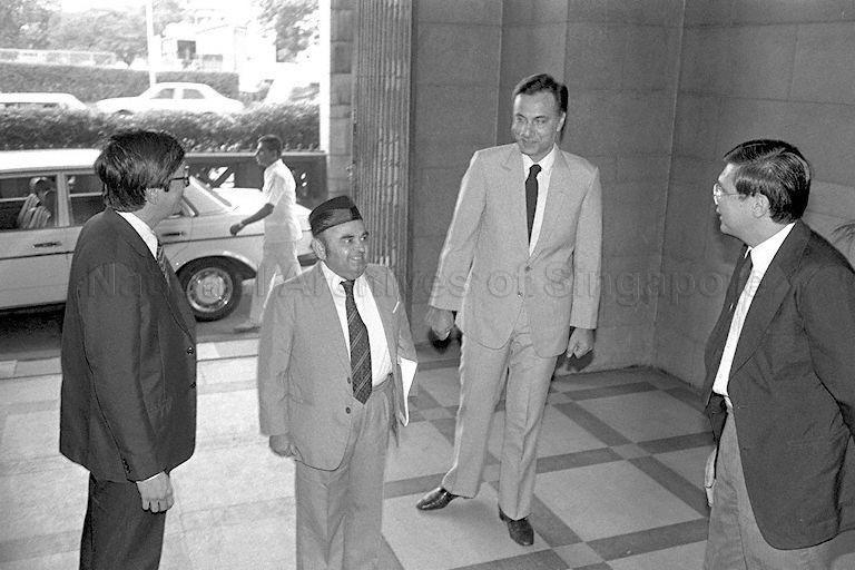 Judge of Pakistan Supreme Court Justice Dr Nasim Hasan Shah (centre) at the High Court. He is in Singapore for a five-day visit.