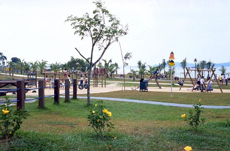 Playground at Pasir Ris Park with Singa the Courtesy Lion sign