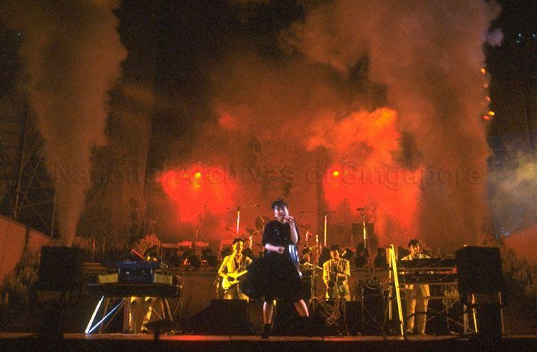 Japan's teen idol Ms Naoko Kawai and her band performing at Singapore River Hongbao variety show by the steps of City Hall. The three-night show held on Feb 16 to 18 was the highlight of a nine-day Singapore River Hongbao Special 88 to welcome the Year of the Dragon.