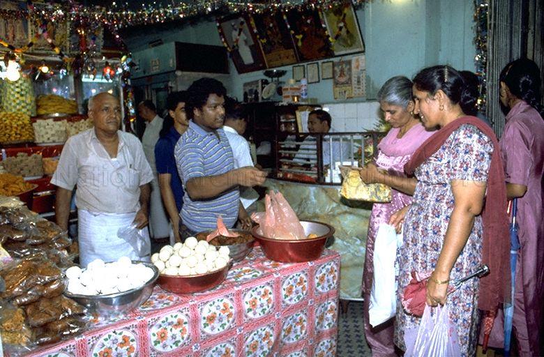 Ladies buying food at Serangoon Road in run-up to Deepavali