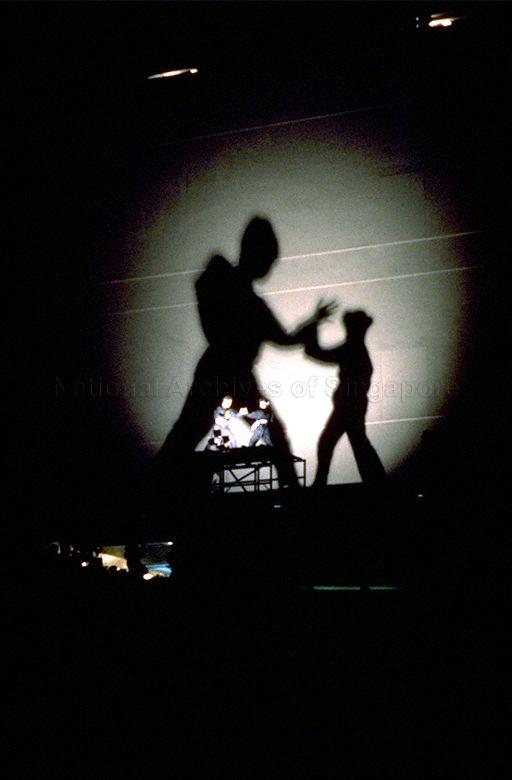 Wayang kulit (shadow play) being performed at City Celebrations, an extravaganza to kick off the month-long sixth Singapore Festival of Arts, held at Marina Park